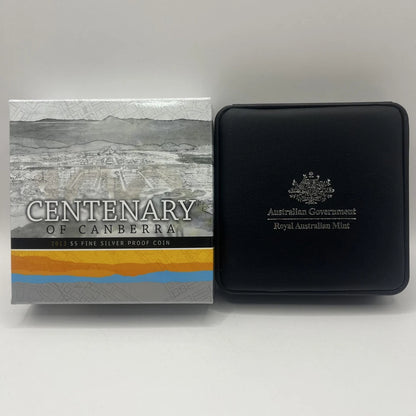 2013 Silver Five Dollar Coin - Centenary Canberra - Proof RAM Case