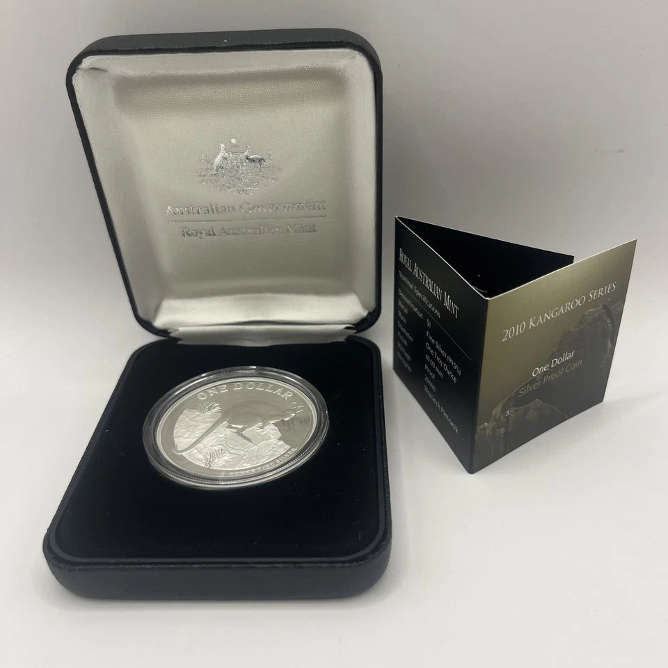 2010 Silver One Dollar Coin - Kangaroo Series - Proof RAM Case