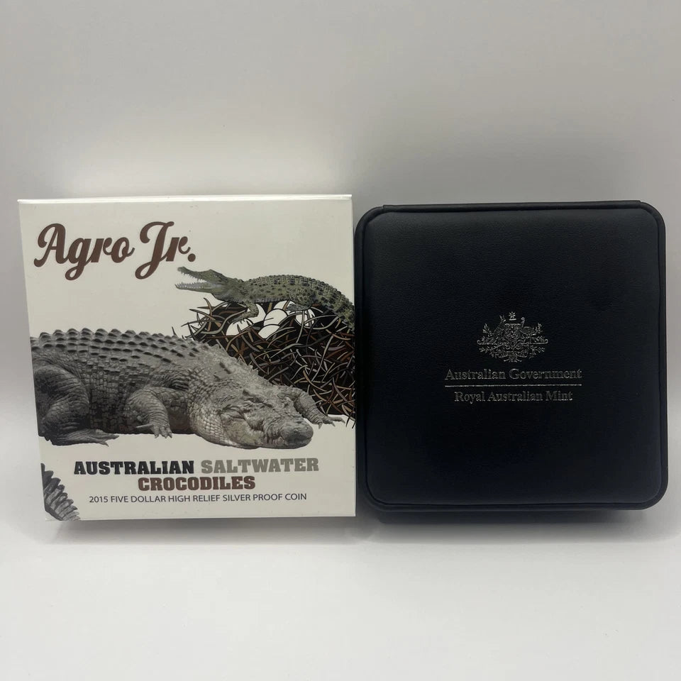2015 Silver Five Dollar Coin - Saltwater Crocodiles - Proof RAM Case