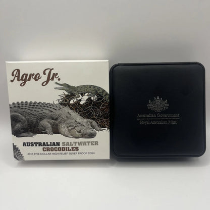 2015 Silver Five Dollar Coin - Saltwater Crocodiles - Proof RAM Case