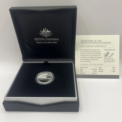 2017 Silver One Dollar Coin - Trans-Australian Railway - Proof RAM Case