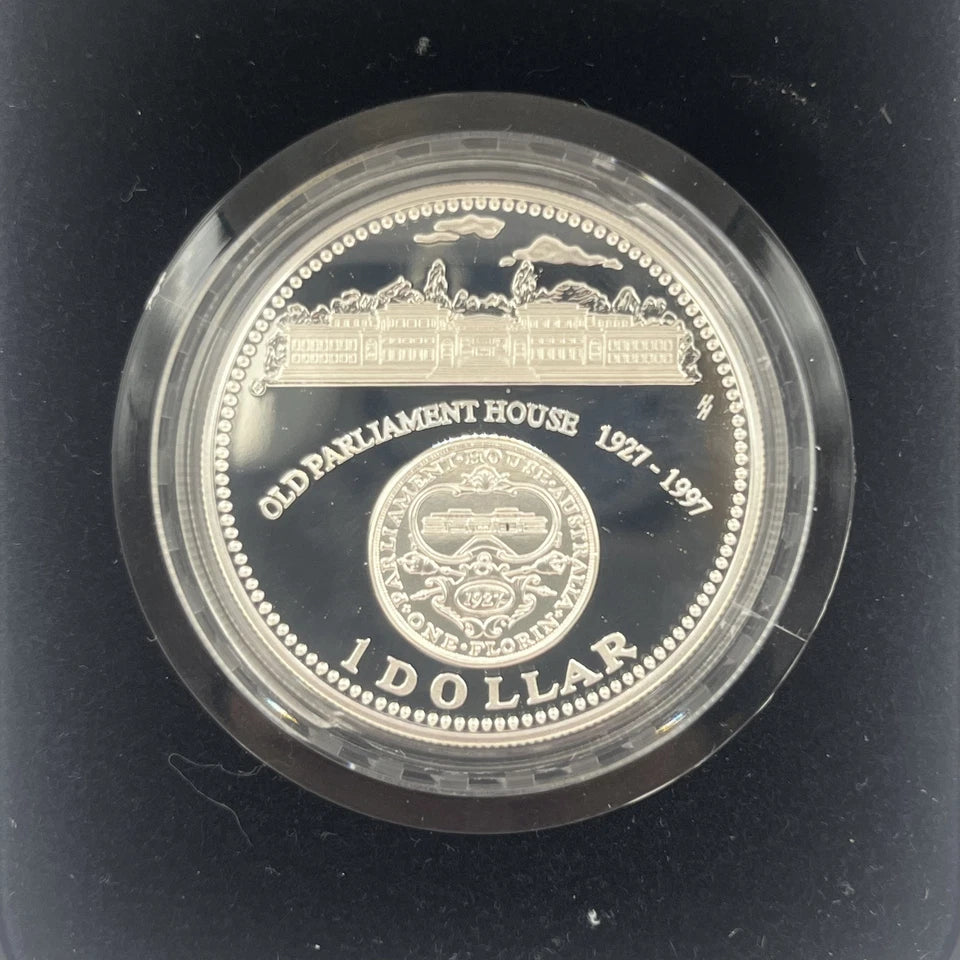 1997 Silver One Dollar Coin - Old Parliament House - Proof RAM Case