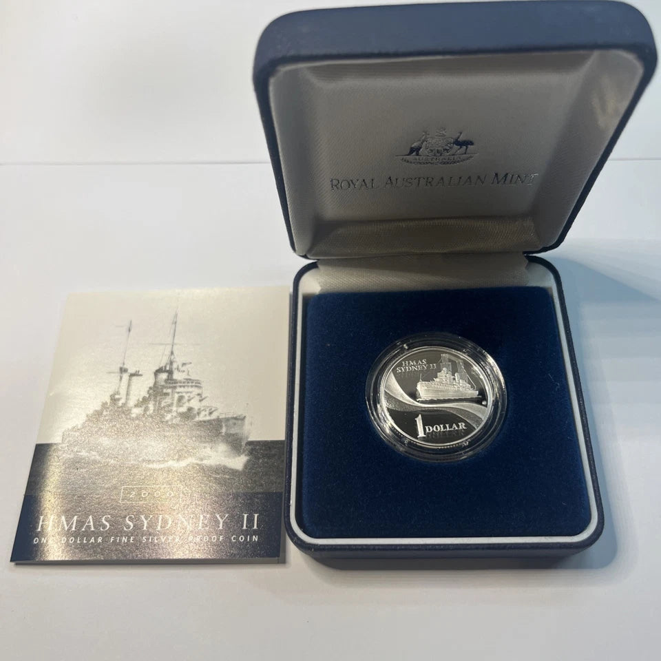 2000 Silver One Dollar Coin - HMAS Sydney II - Proof RAM Case