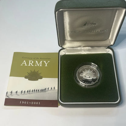 2001 Silver One Dollar Coin - Centenary of Australian Army - Proof RAM Case