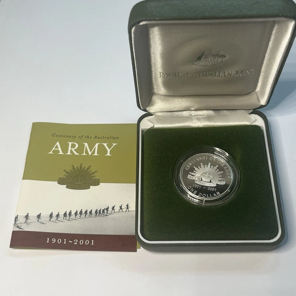 2001 Silver One Dollar Coin - Centenary of Australian Army - Proof RAM Case