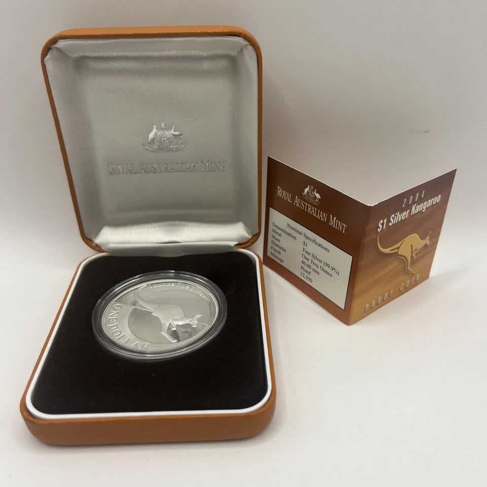 2004 Silver One Dollar Coin - Silver Kangaroo - Proof RAM Case