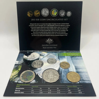 2013 Mint Year Coin Set - Special Edition Coloured 20c - 6 Uncirculated RAM