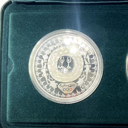 2000 Silver Five Dollar $5 2x Coin Set - Olympics 'Dreamtime' - RAM Case Proof