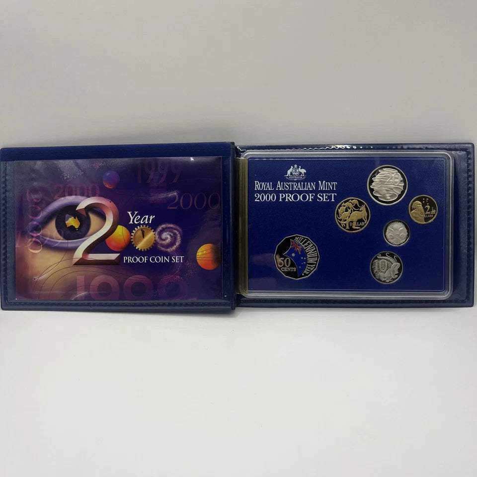 2000 Proof Coin Set - Royal Australian Mint Coloured 50 Cent - In Box