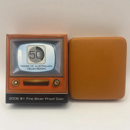 2006 Silver One Dollar - 50 Years of Australian Television - Proof RAM Case