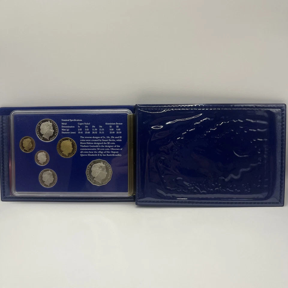 2000 Proof Coin Set - Royal Australian Mint Coloured 50 Cent - In Box