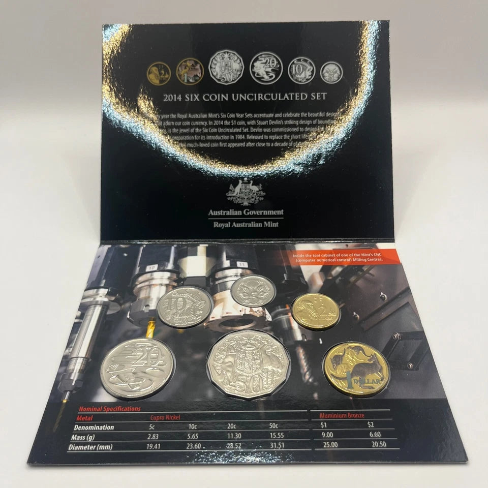 2014 Mint Year Coin Set - Special Edition Coloured $1 - 6 Uncirculated RAM