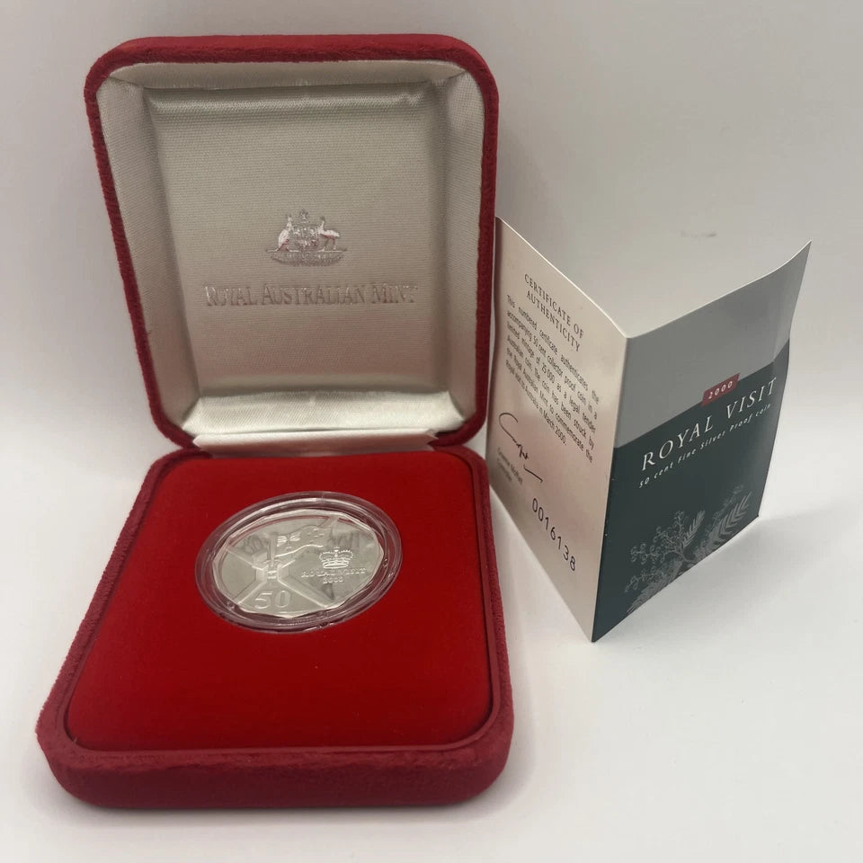 2000 Silver Fifty Cent - Royal Visit - Proof RAM Case