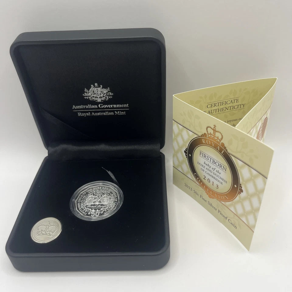 2013 Silver Fifty Cent Coin - First Born Prince George - Proof RAM Case