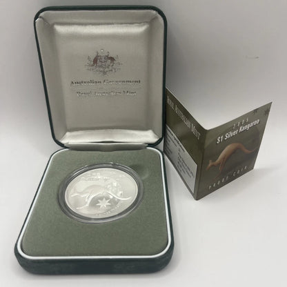 2005 Silver One Dollar Coin - Silver Kangaroo - Proof RAM Case