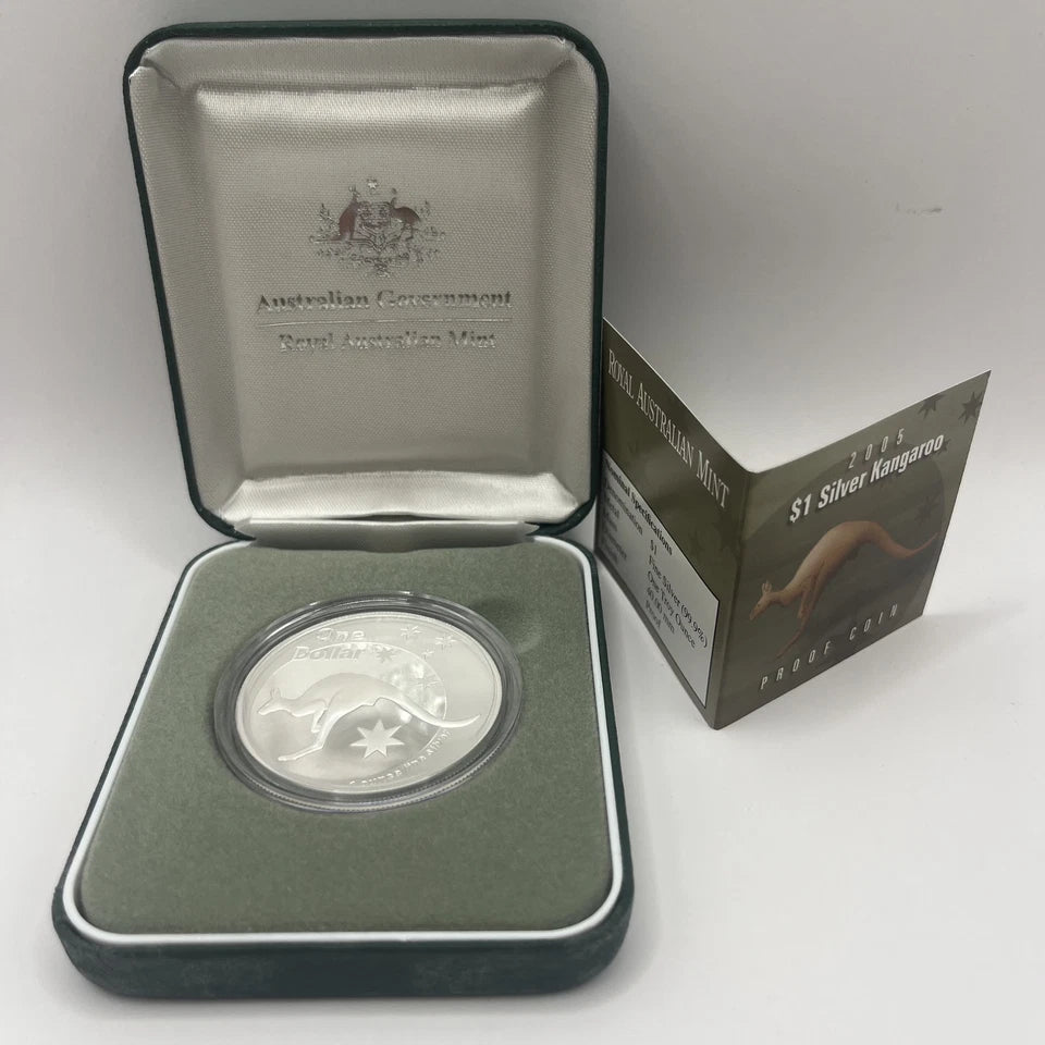 2005 Silver One Dollar Coin - Silver Kangaroo - Proof RAM Case