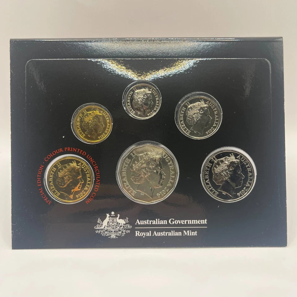 2014 Mint Year Coin Set - Special Edition Coloured $1 - 6 Uncirculated RAM