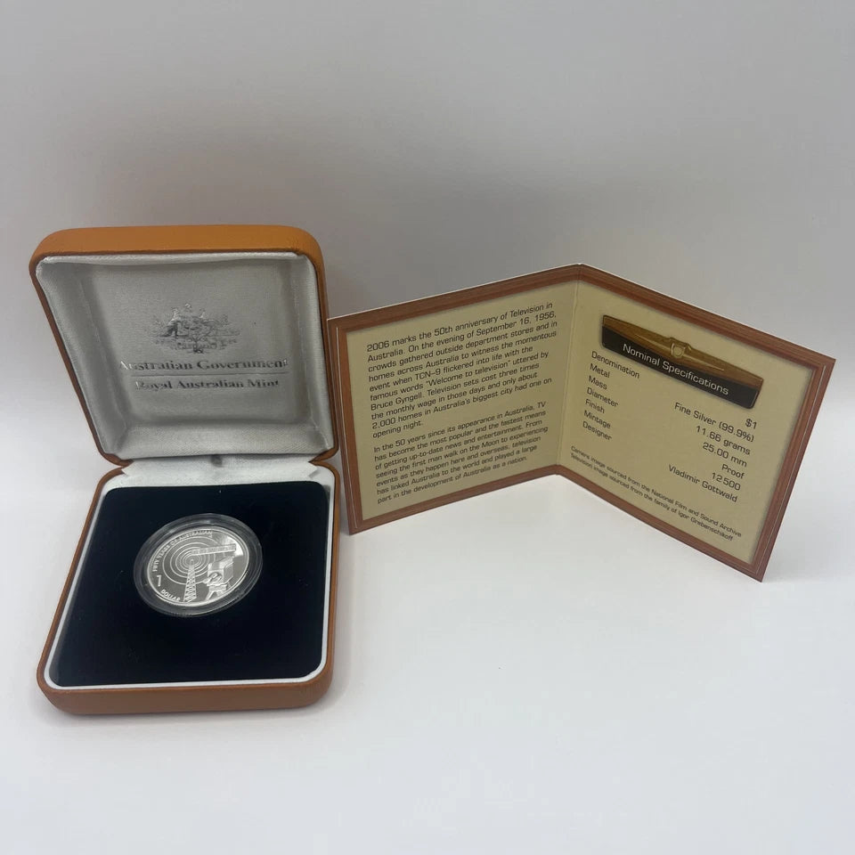 2006 Silver One Dollar - 50 Years of Australian Television - Proof RAM Case