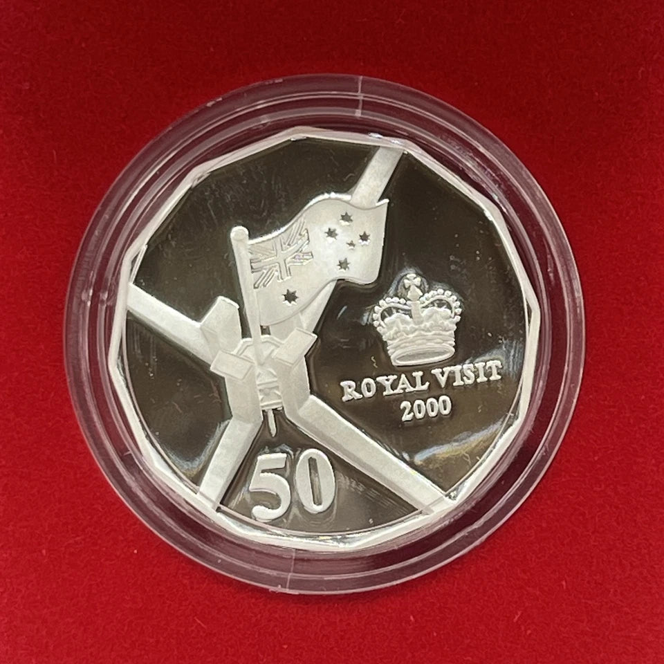 2000 Silver Fifty Cent - Royal Visit - Proof RAM Case