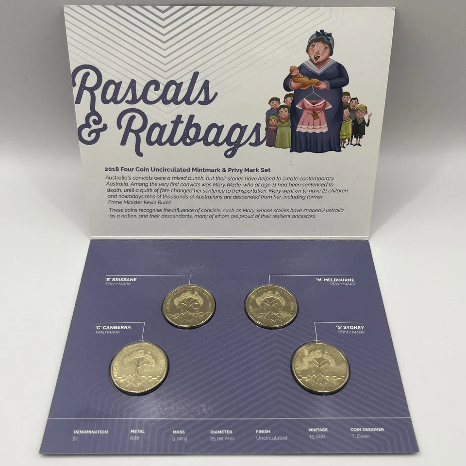 2018 Australian 4 Coin $1 Set - Rascals & Ratbags