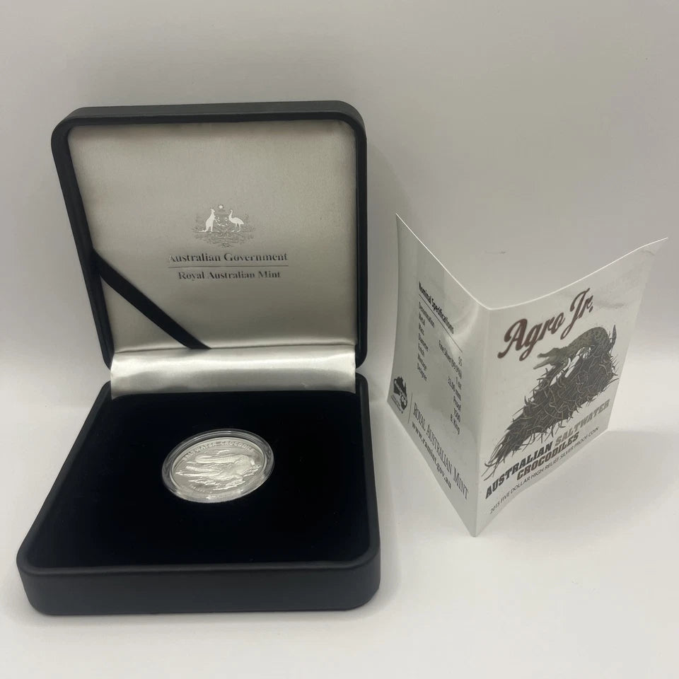 2015 Silver Five Dollar Coin - Saltwater Crocodiles - Proof RAM Case