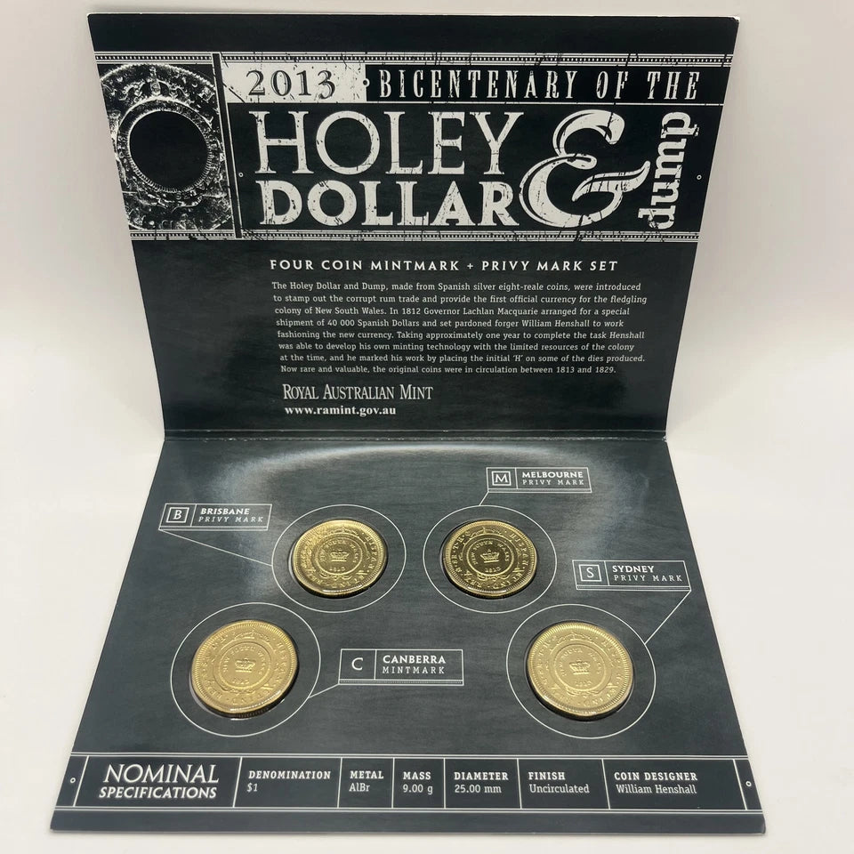 2013 Australian 4 Coin $1 Set - Holey Dollar and Dump