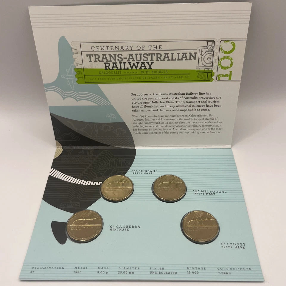 2017 Australian 4 Coin $1 Set - Trans-Australian Railway