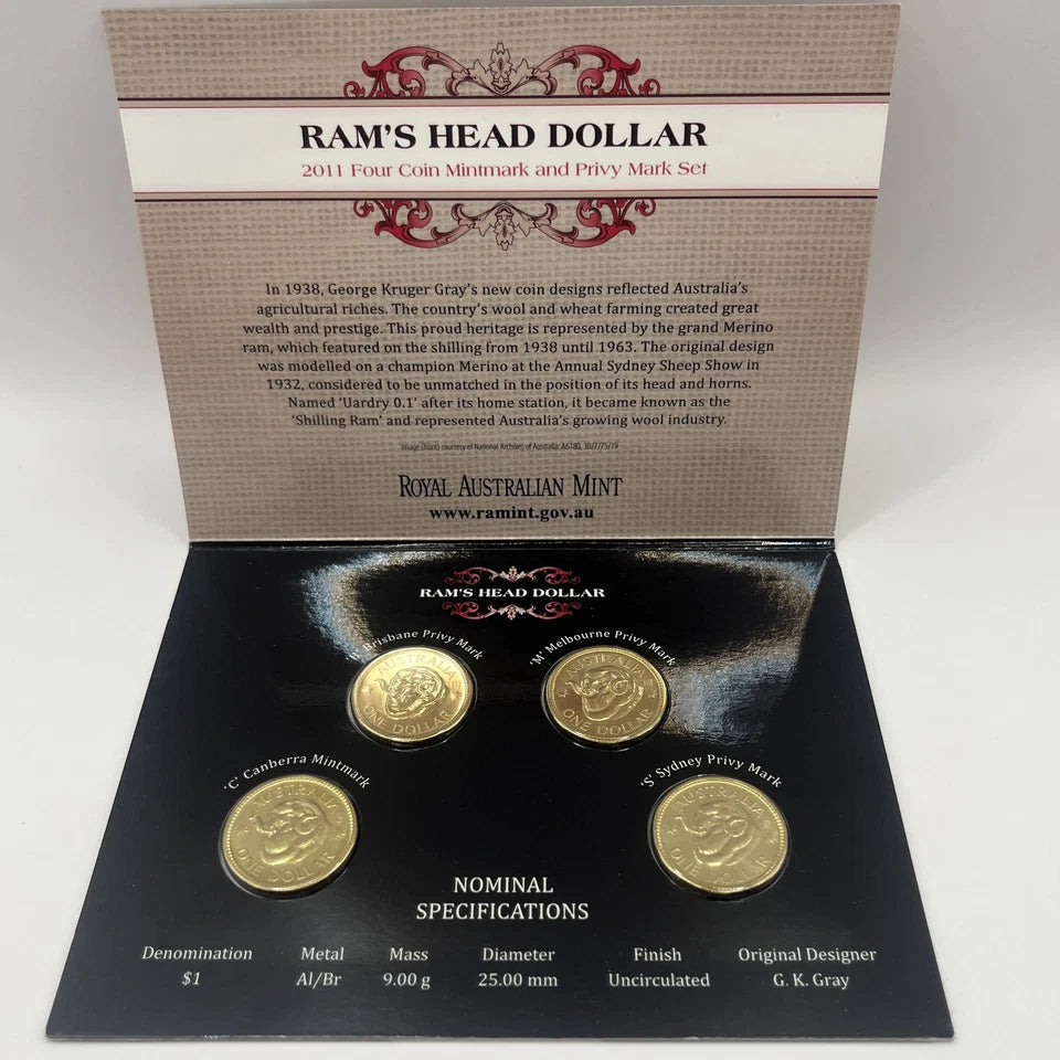 2011 Australian 4 Coin $1 Set - Rams Head